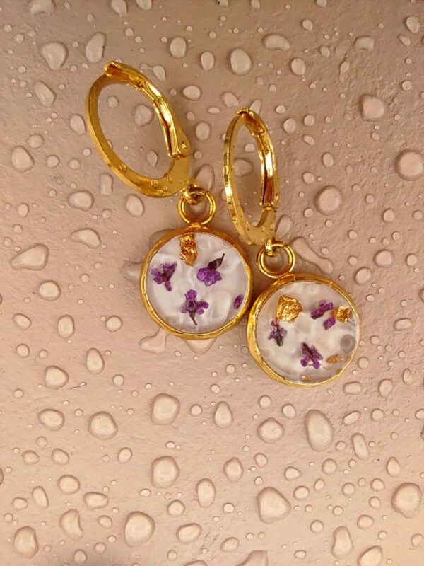 Handcrafted Epoxy Resin Studs with Tiny Dried Flowers