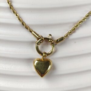 Gold-Toned Stainless Steel Heart Necklace