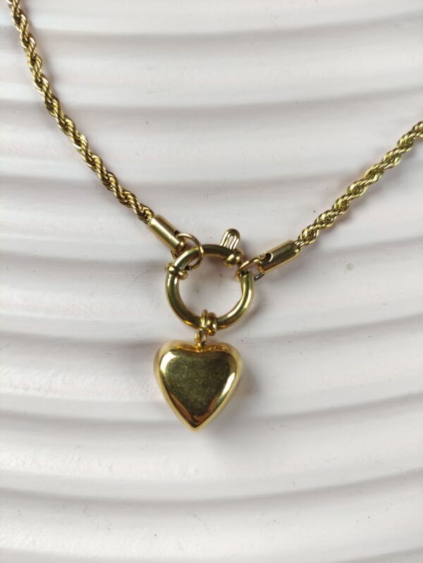 Gold-Toned Stainless Steel Heart Necklace